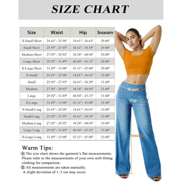 Wide Leg Jeans Women High Waisted Loose Fit Stretch Denim Casual Pants - Picture 4 of 6